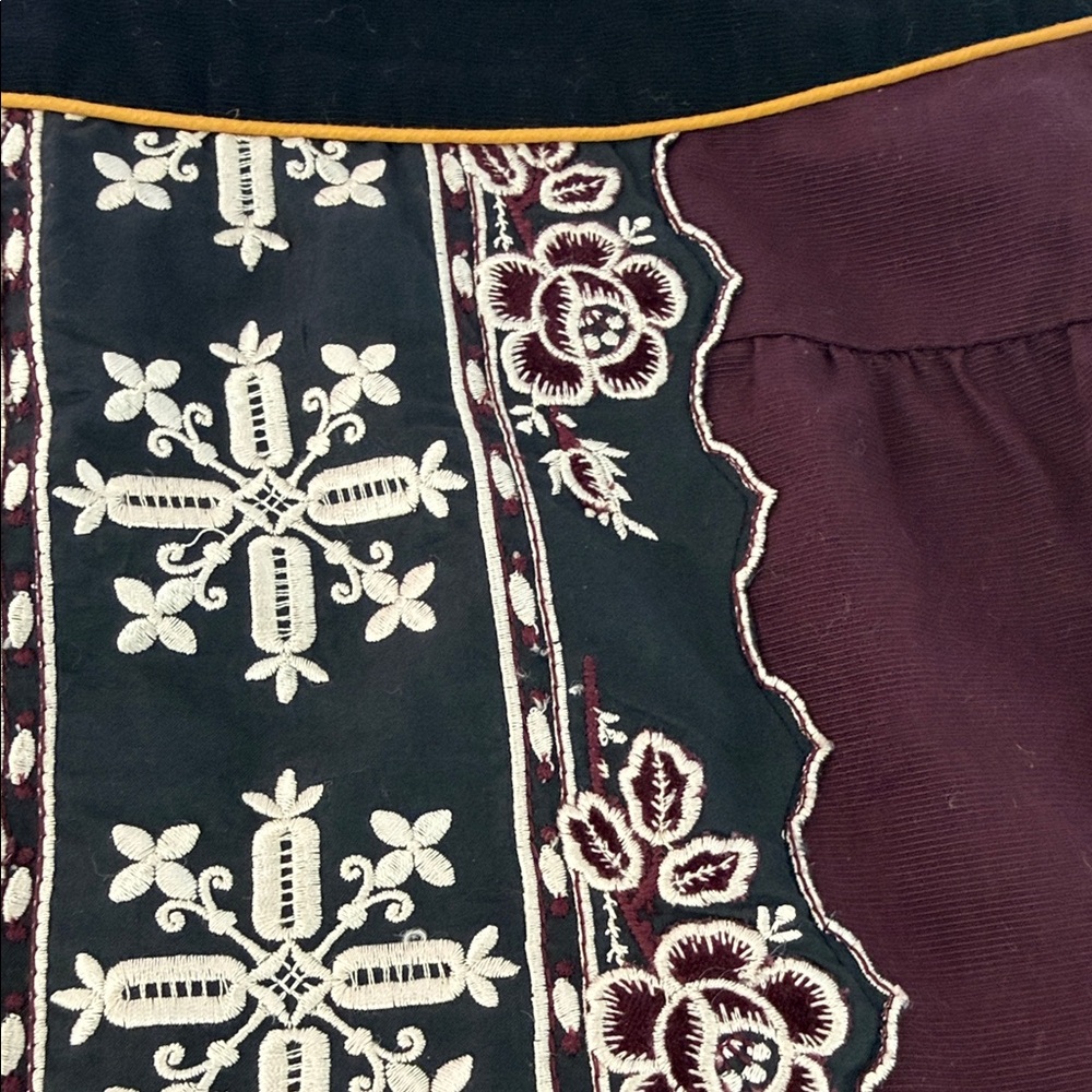 Floreat Burgundy and Black Embroidered Mini Skirt - Picture 4 of 4